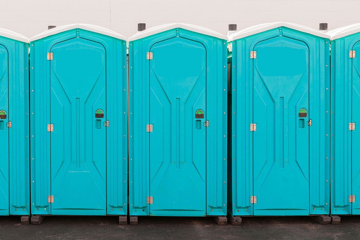 Industrial portable restroom units at a plant in Frankfort, Kentucky