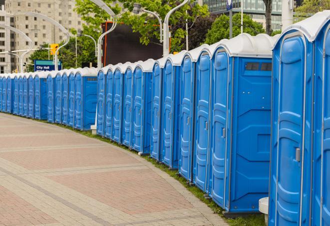 Seasonal porta potty units set up at a Frankfort, Kentucky venue